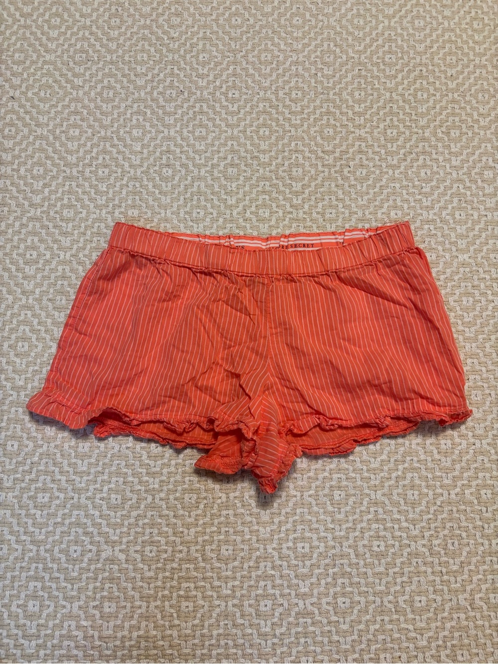 Victoria’s Secret Women's Coral orange Stripe Cotton Sleep Shorts 100% cotton xs